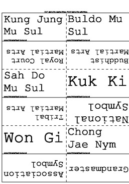 Korean Martial Arts Terminology template