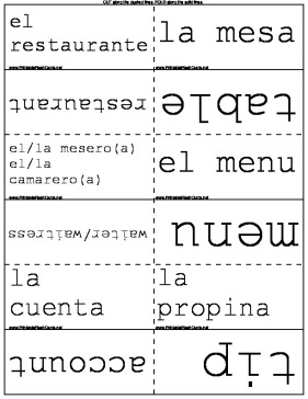 Spanish Food Words template