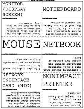 Computer Vocabulary template