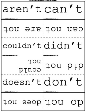 Contractions in English template