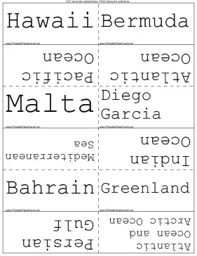 Islands and the Bodies of Water in which They are Located template