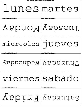 Months, Seasons, Days in Spanish/English template