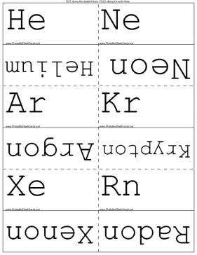 Noble Gases and their Atomic Symbols template