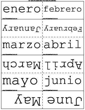 Spanish Months and Days template