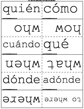 Spanish Question Words template